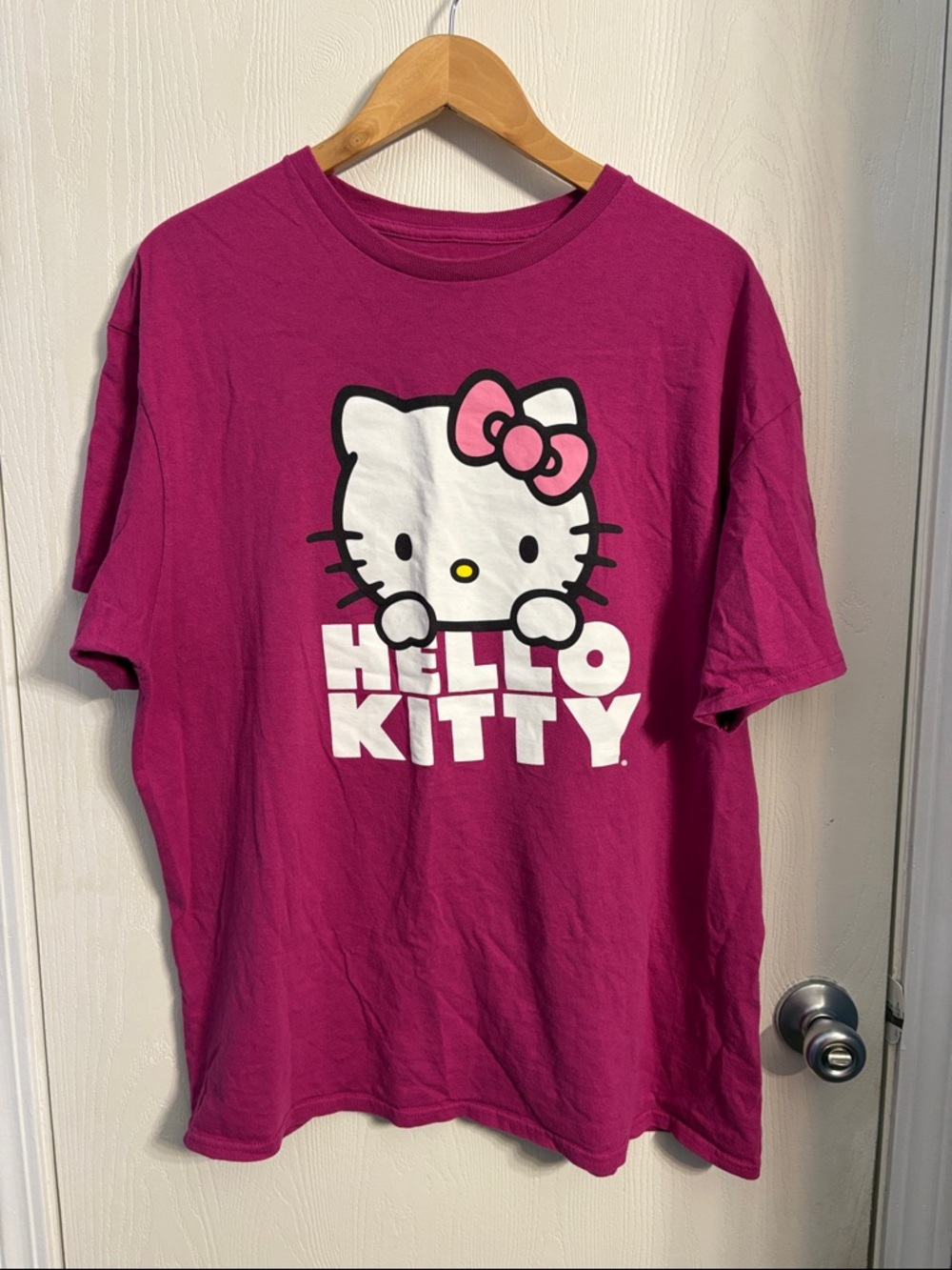 Hello Kitty Magenta Short Sleeve Tee with White Graphic